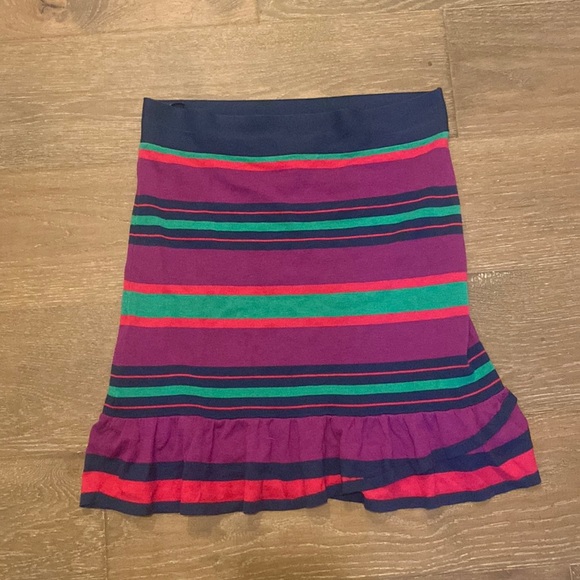 NWOT BCBG Max Azria Pink Purple Striped Crossover Knit Mini Skirt Medium M - Picture 1 of 3